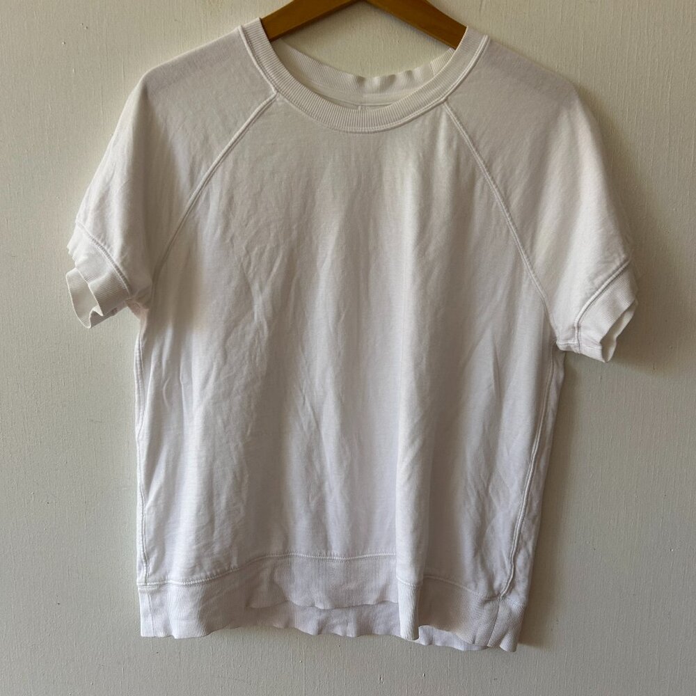 Athleta Thick T-shirt Womens Medium White Boxy Short Sleeve Activewear Active